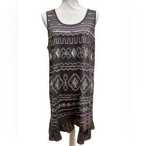 Logo Lavish By Lori Goldstein Greyish Purple Sequin Peplum Tunic